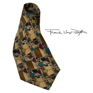 Frank Lloyd Wright Necktie Tie 100% Silk Confetti in Gold Coonley Playhouse NWT